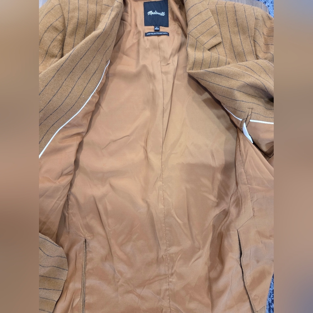 Madewell Oversized Blazer in Pinstripe Fallen Timber Padded Shoulders Size 6 - Picture 10 of 16